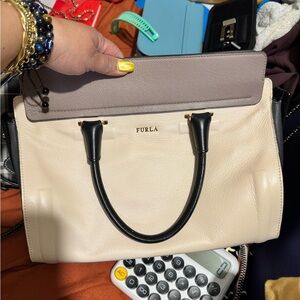 Furla Cream and Black Women's Bag